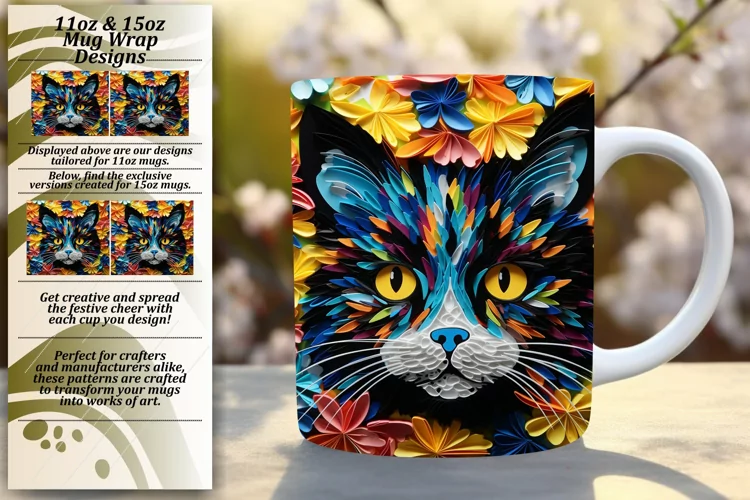 Floral Fantasy Meets 3D Cats: Colorful Sublimation Art