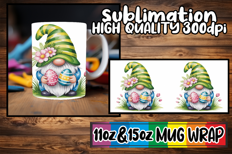 Blissful adventures 11oz 15oz sublimation wrap, Easter Gnome