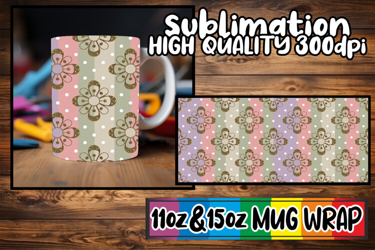 Radiant evenings 11oz 15oz sublimation wrap, Gold Flower example image 1