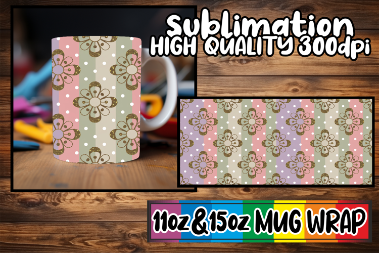 Radiant evenings 11oz 15oz sublimation wrap, Gold Flower