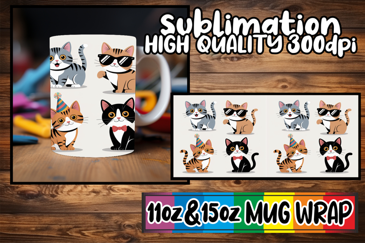 Bright horizons 11oz 15oz sublimation wrap, Funny Cat
