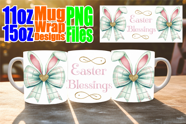 Heartfelt wishes 11oz 15oz mug wrap, Easter Bow