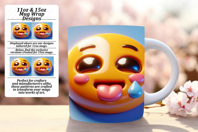 Inspiring 11oz Mug Wrap Png Design , 3D Emoji