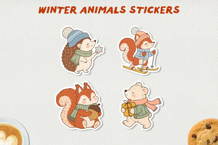 Cute Winter Animal Sticker PNG | Cozy Animal Clipart