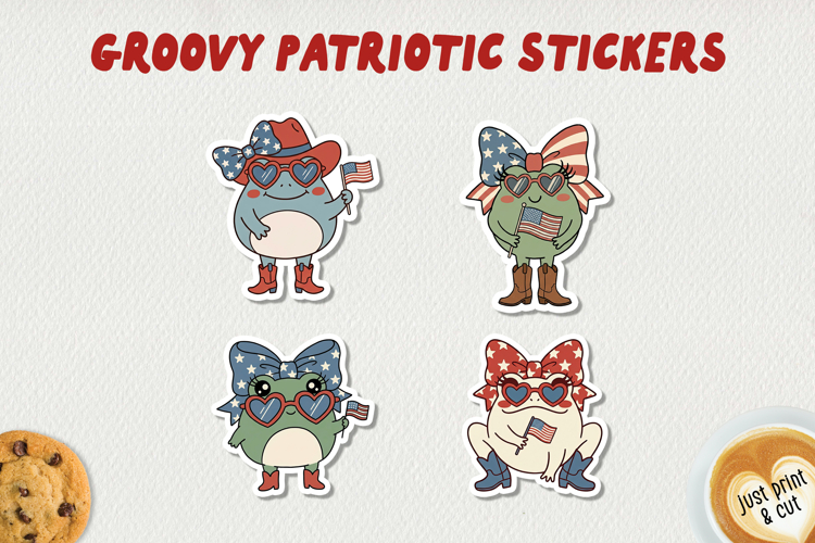 Groovy Patriotic Stickers PNG