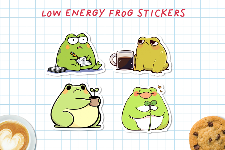 Low Energy Frog Stickers | Cute Frog PNG & Cricut Sheet