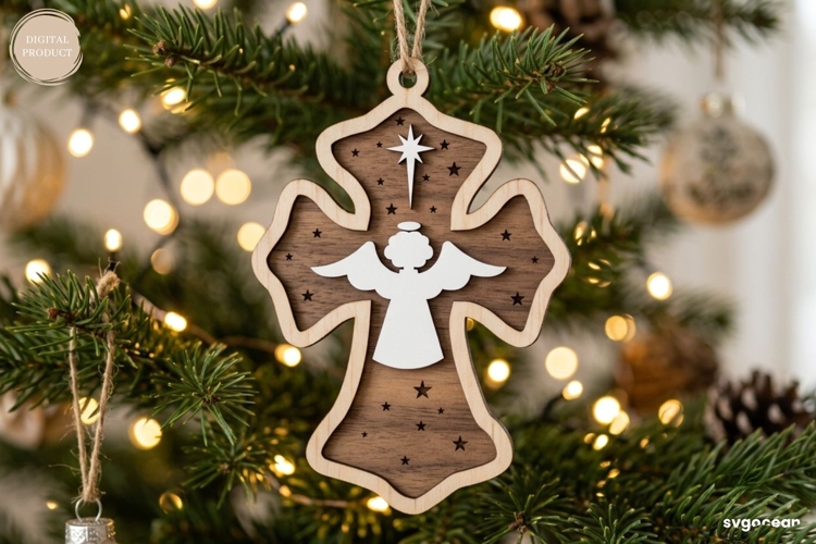 Nativity Cross Ornament Laser Cut | Christmas | SVG