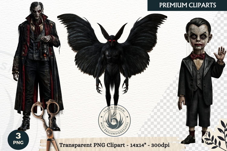 Dark Fantasy Halloween Horror Clipart PNG, Gothic Monster