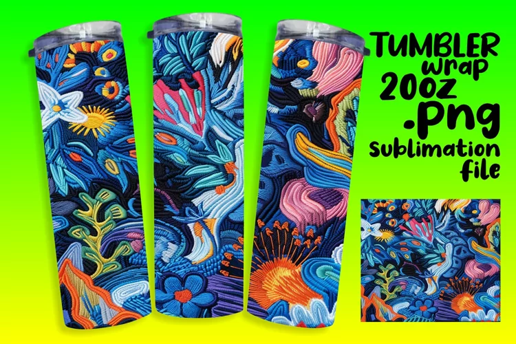Colorful Embroidered 20oz Tumbler Sleeve