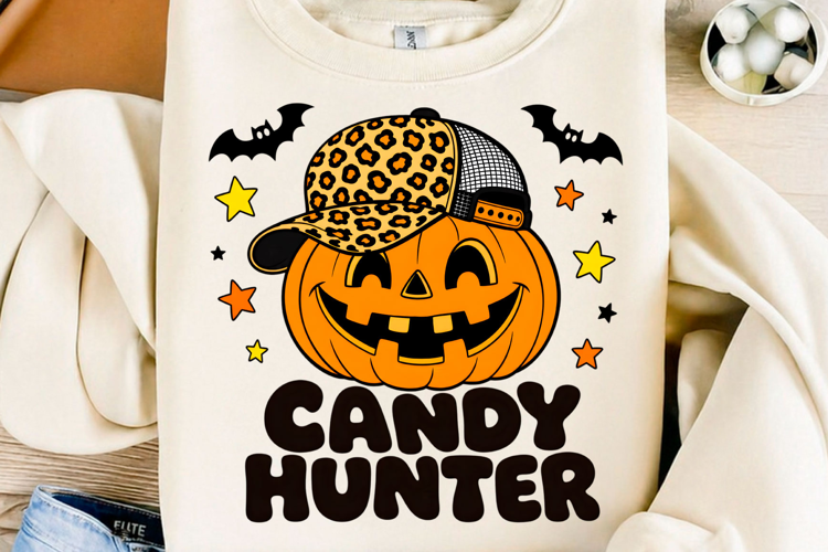 Candy Hunter Pumpkin PNG Cute Halloween Sublimation