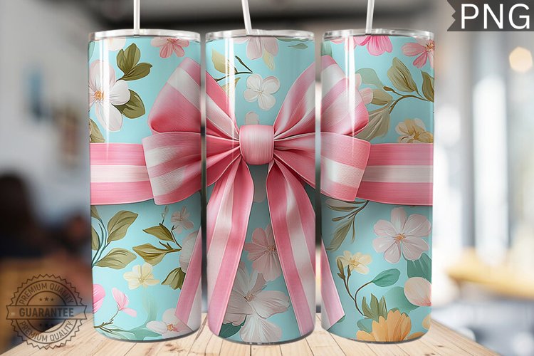 Spring Fling Bow Tumbler Wrap -High Quality 300 Dpi