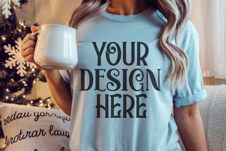 Blue Jean Comfort Colors 1717 Christmas Mockup, CC 1717