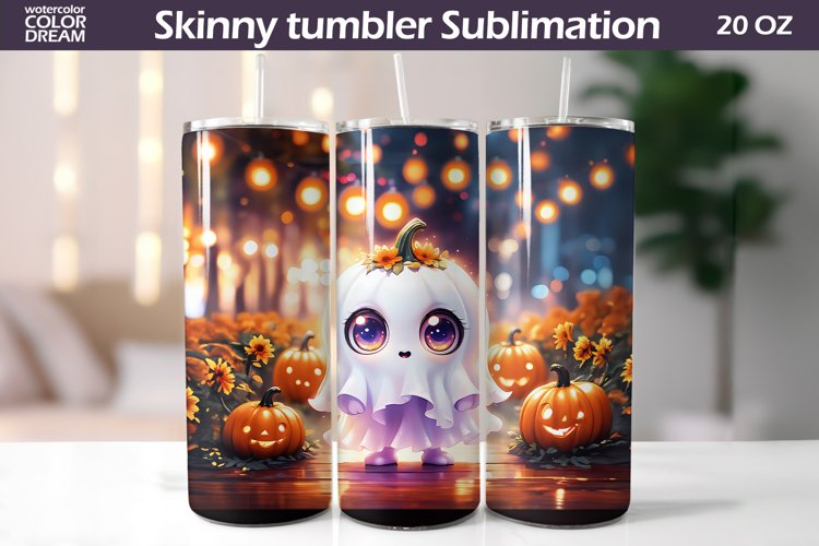 Cute Ghost Tumbler Wrap | Kids Halloween Tumbler
