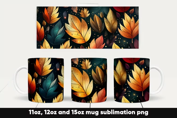 Fall autumn leaves mug wrap sublimation
