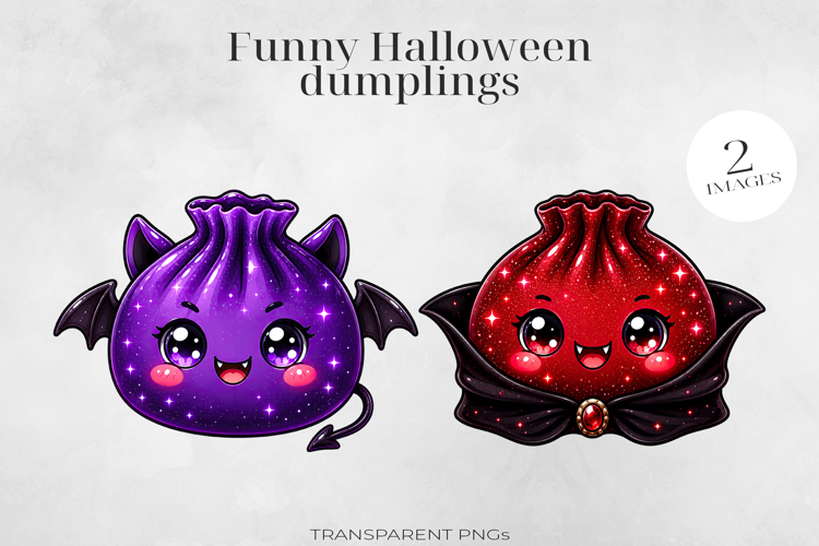 Cute Halloween Dumpling Clipart 2 PNGs