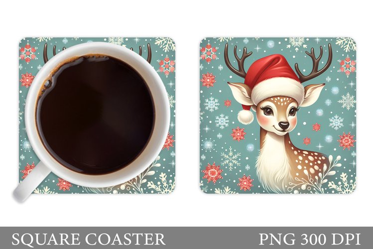 Christmas Deer Coaster Design. Christmas Coaster Sublimation