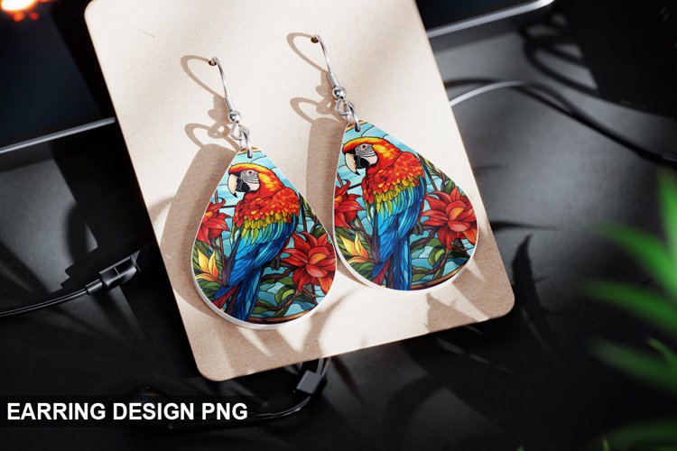 Stained Glass Macaw flowers Earring Design