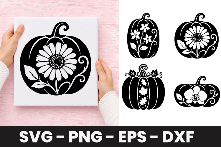Daisy Floral Pumpkin SVG PNG