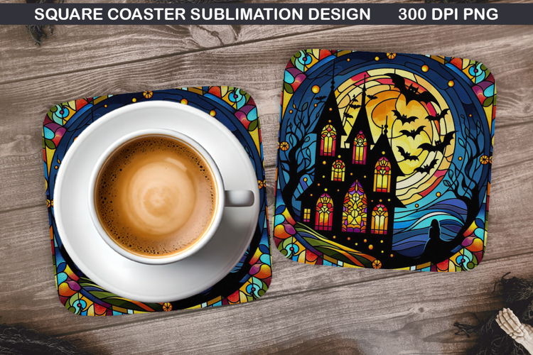 Homes Coaster Sublimation, Halloween Coaster PNG Design
