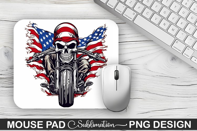 Man Skull Ride an American Flag Sublimation Mouse Pad Design
