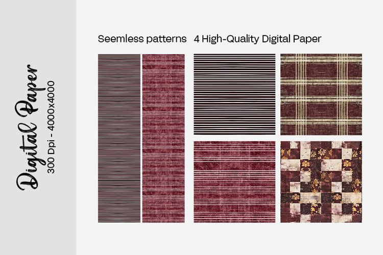 Burgundy Digital Papers | Floral Digital paper