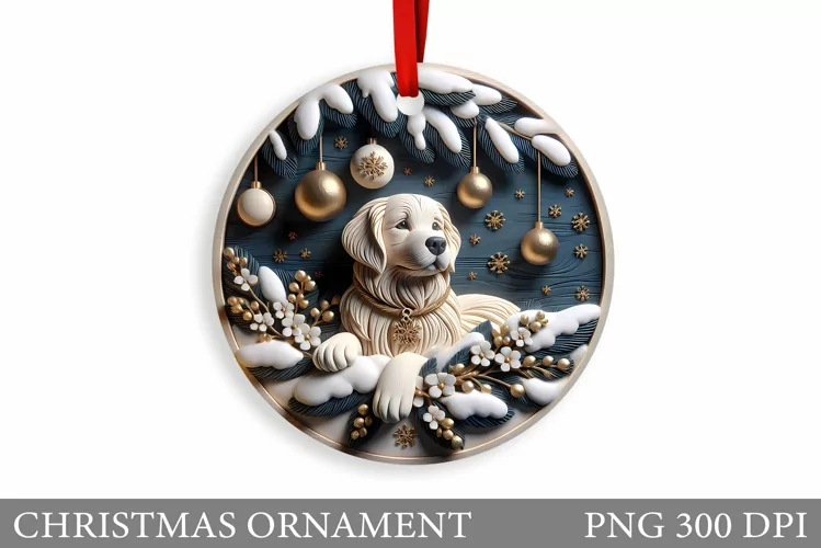 Cute Dog Christmas Ornament. Winter Dog Christmas Ornament