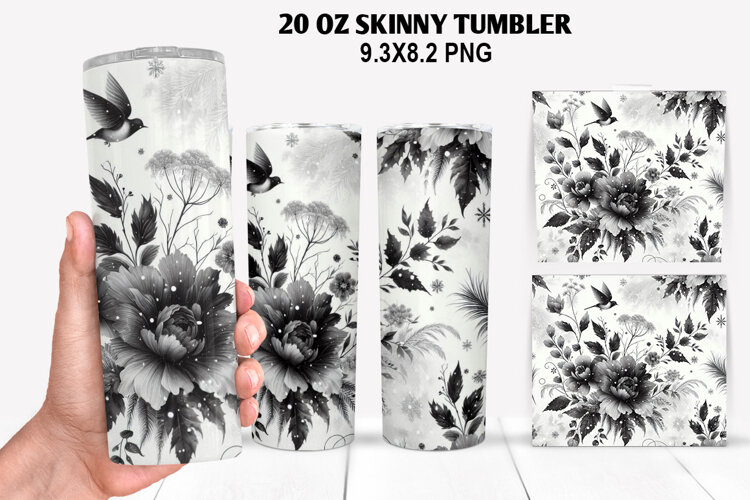 Flowers Skinny Tumbler 20oz Wrap Design, Spring Tumbler Wrap example image 1
