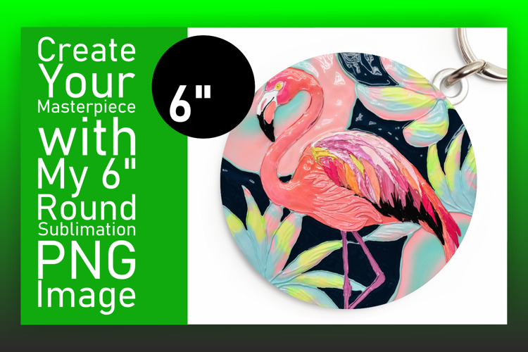 Artful Circle PNG for Coaster Design , Flamingo