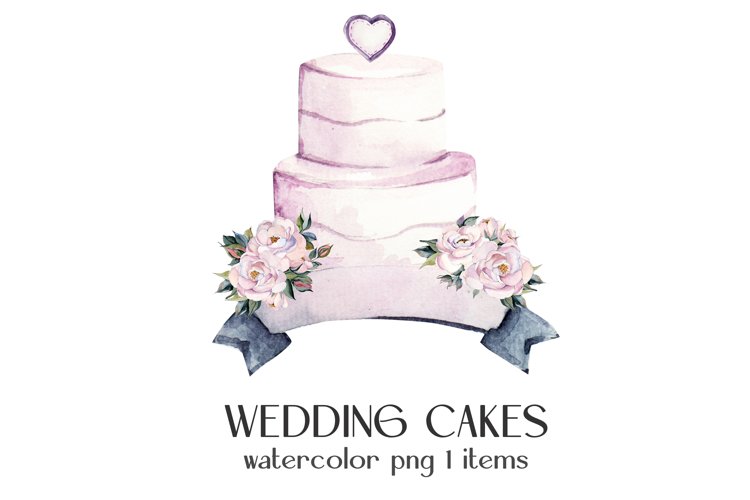 Watercolor wedding cakes with flowers. Wedding (2277088)
