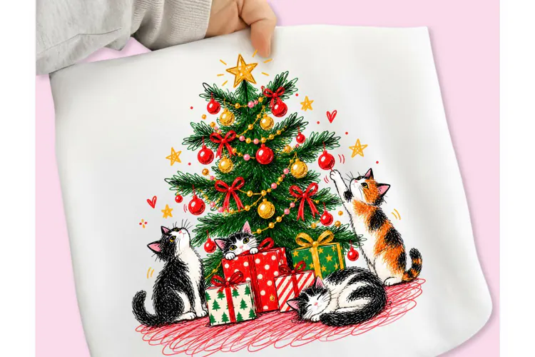 Christmas Cat Tree PNG, Funny Christmas PNG, Cat Sublimation