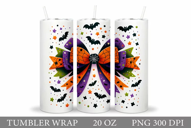 Halloween Bow Tumbler Design. Halloween Sublimation