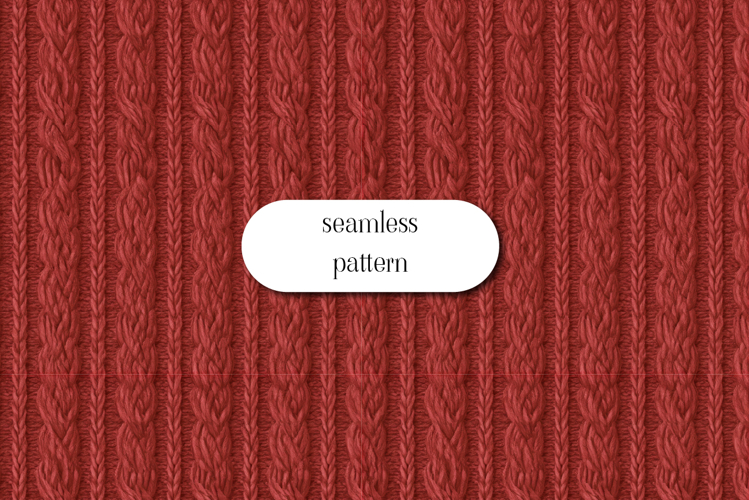 Red Knit Cable Seamless Pattern | Cozy Sweater Texture
