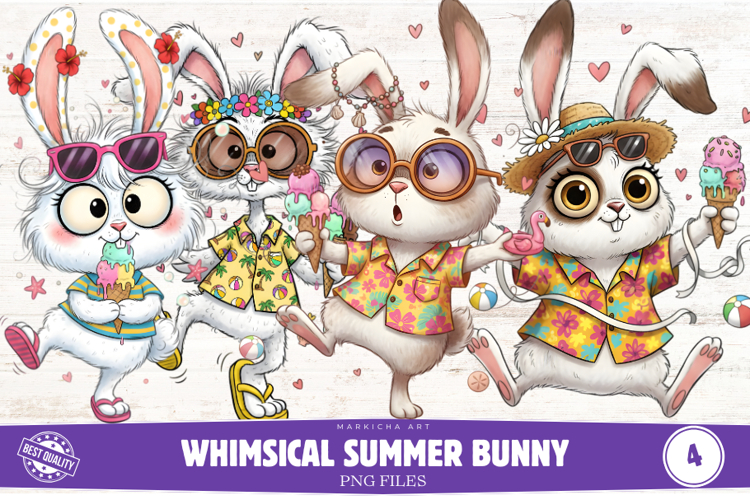 Whimsical Summer Bunny Clipart