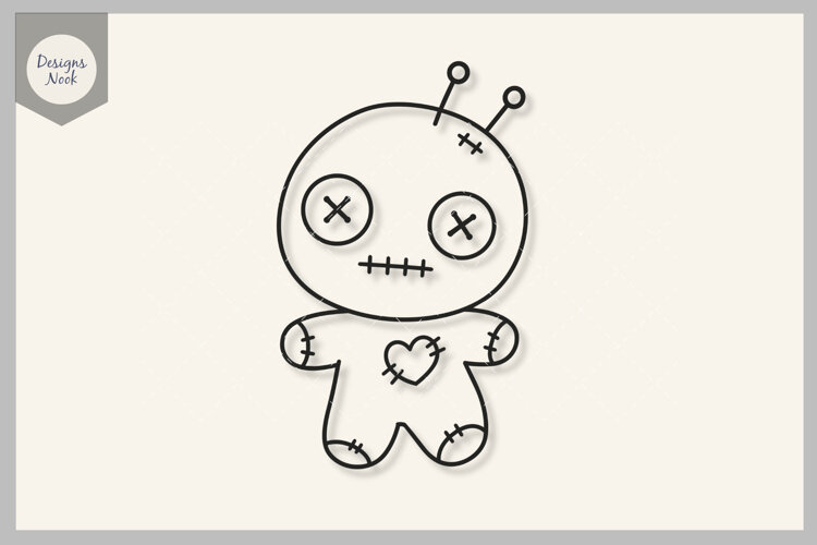 Cute Voodoo Doll SVG, Stitched Heart Doll SVG, Spooky SVG example image 1