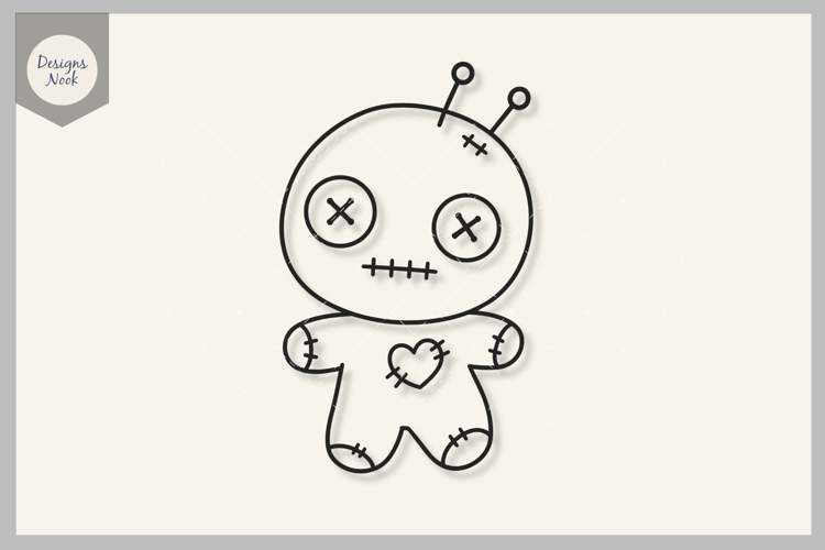 Cute Voodoo Doll SVG, Stitched Heart Doll SVG, Spooky SVG