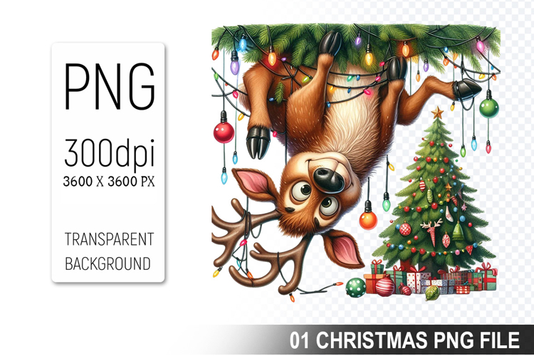 Cute Christmas Reindeer, Christmas Clipart PNG File