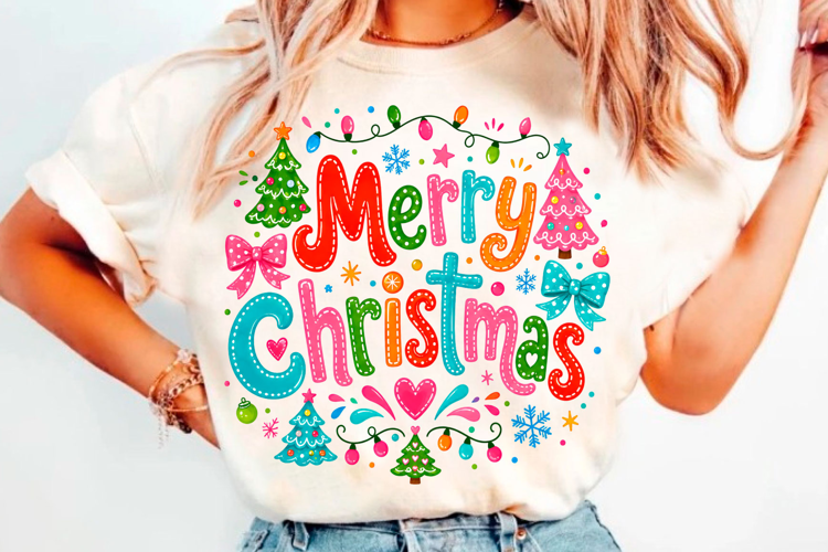 Colorful Merry Christmas Lights PNG