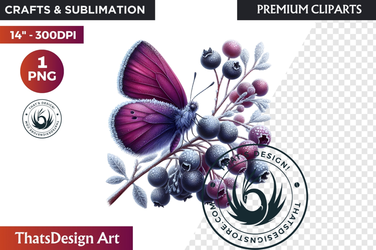 Autumn Butterfly and flower Clipart: Moody Floral PNG