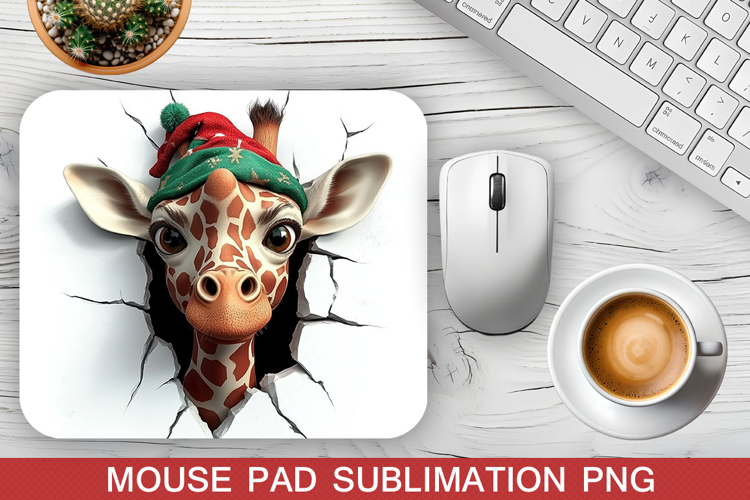 Christmas Giraffe Mouse Pad Sublimation -Christmas Mouse Pad