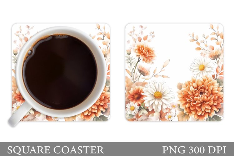Floral Coaster Design. Flowers Coaster Sublimation example image 1