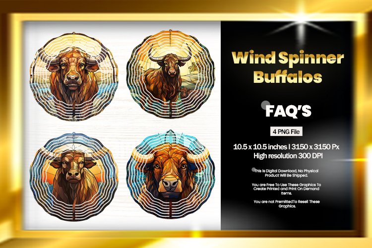 Buffaloes Wind Spinner Sublimation - 04 Variations example image 1