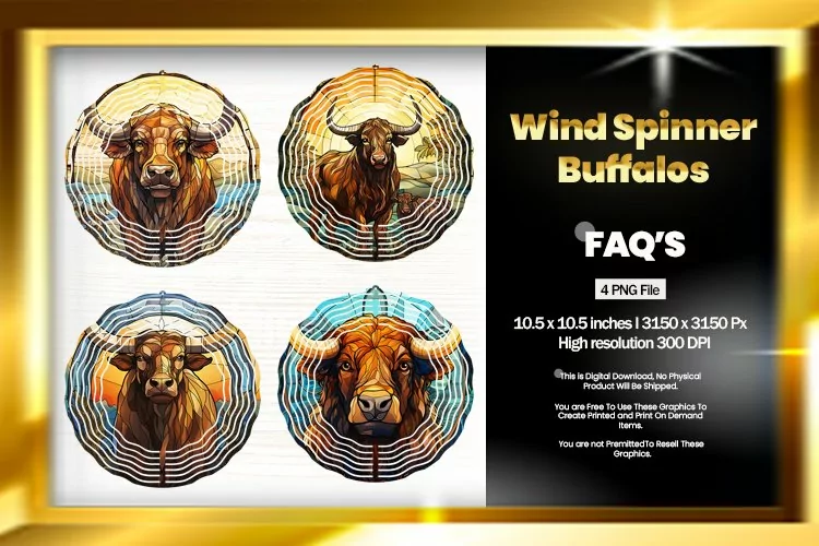 Buffaloes Wind Spinner Sublimation - 04 Variations