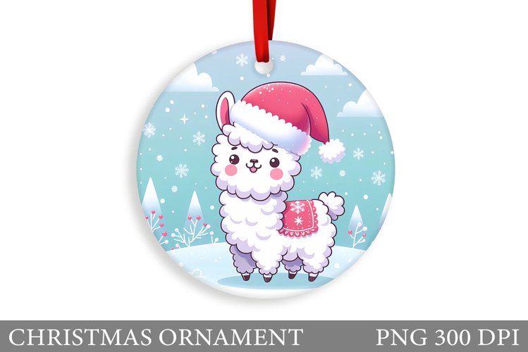 Cute Lama Christmas Ornament. Christmas Ornament Sublimation