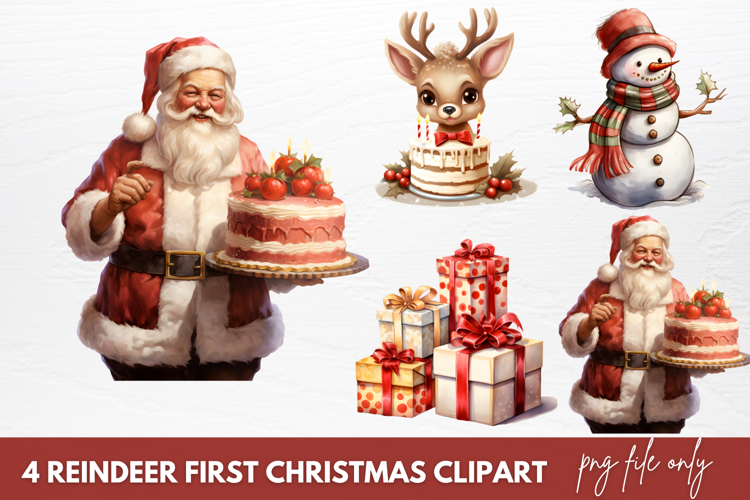 Reindeer First Christmas Clipart Sublimation