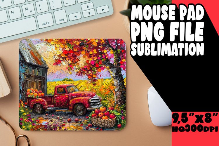 Fall Vibes Pickup Mouse Pad PNG Print