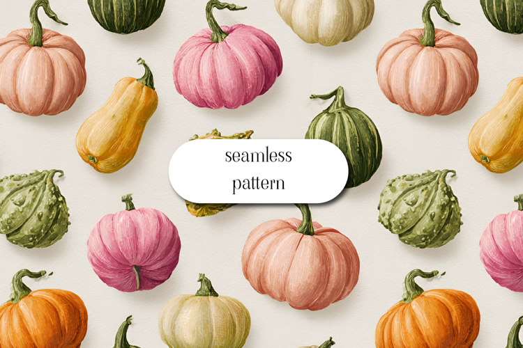 Autumn Pumpkins Watercolor Seamless Pattern