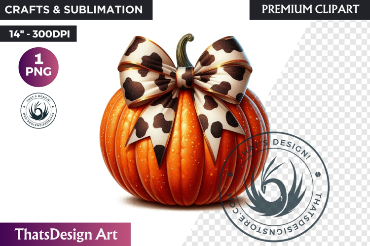 Western Pumpkin Autumn PNG,Cowgirl Coquette bow fall clipart