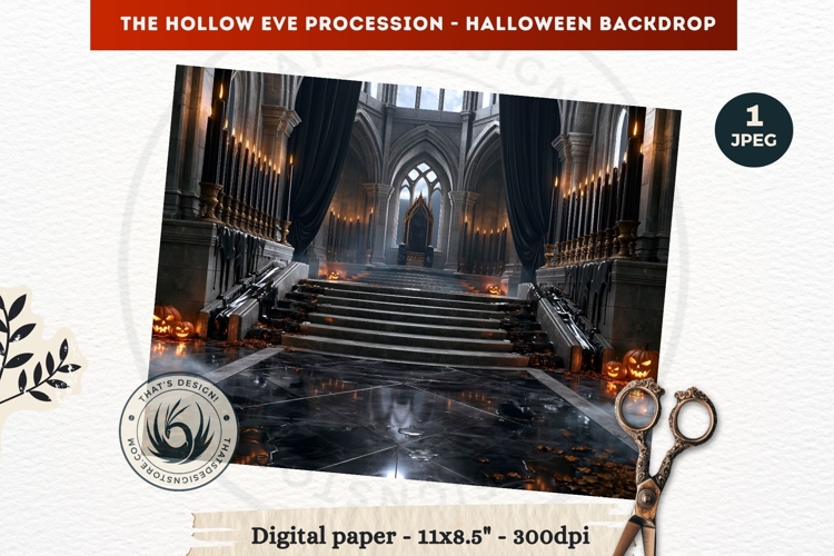 Gothic Halloween background - Hollow Eve Procession Backdrop