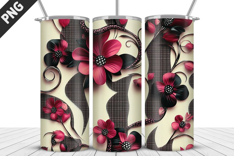 3D Daisy Flowers 20oz Tumbler Wrap | Sublimation Design example image 1