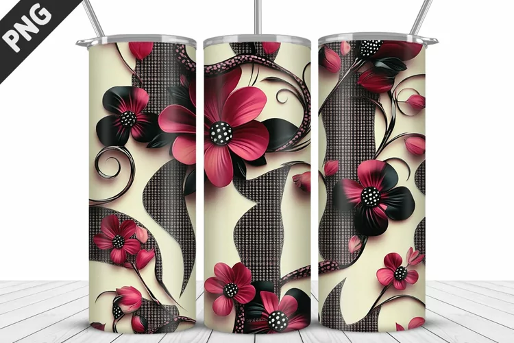 3D Daisy Flowers 20oz Tumbler Wrap | Sublimation Design